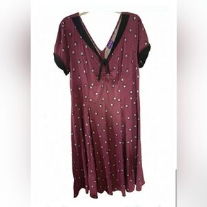 1x Plus Size Retro Clock Print Dress 50s Style Womens Purple